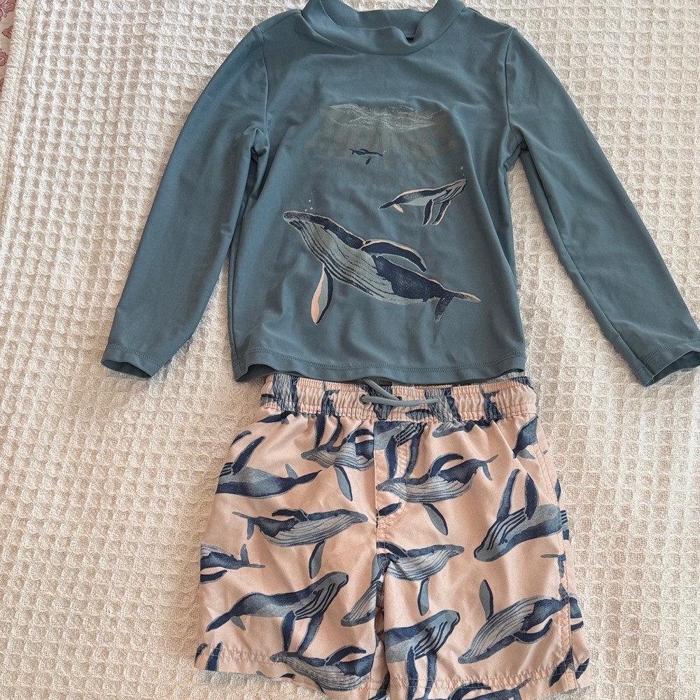 Whale Print Boys Swim Set